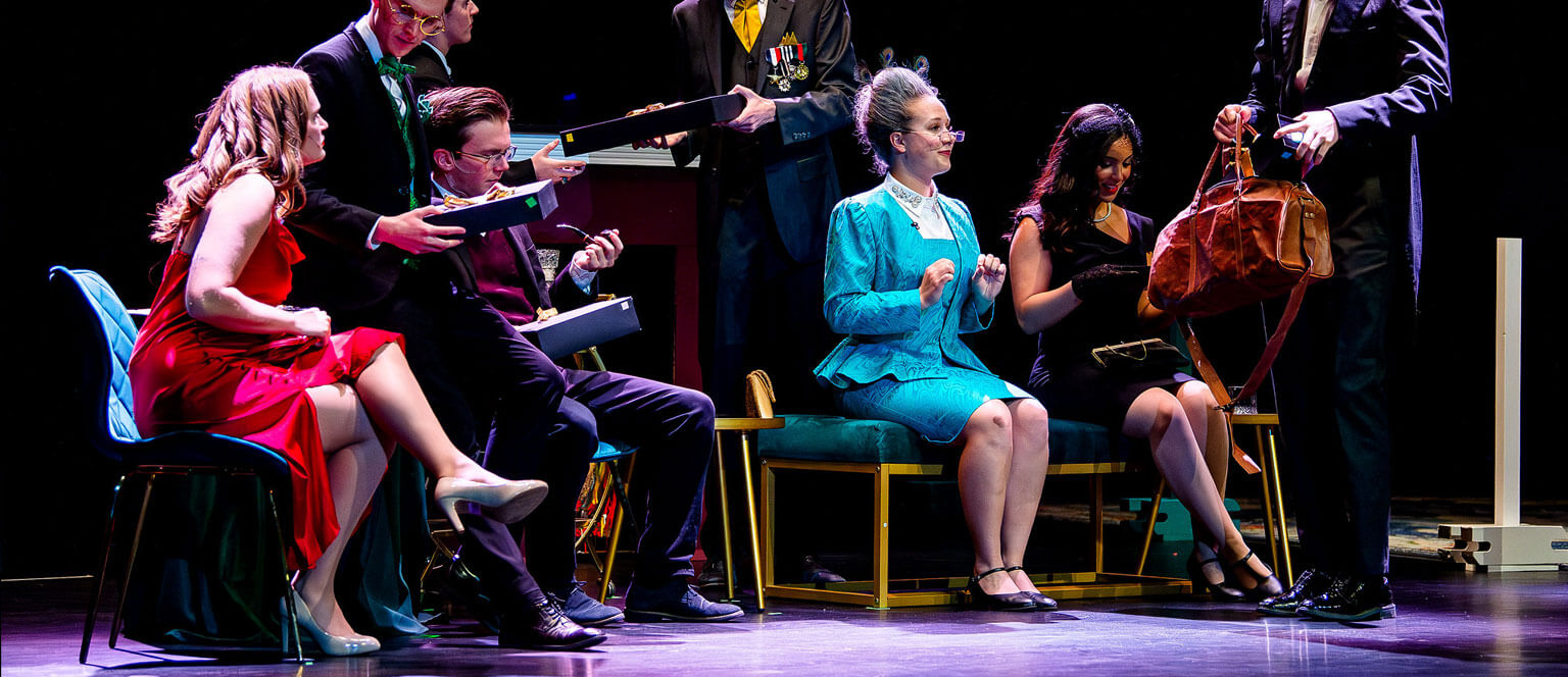 The Bluebard's theater troupe performing a play at the U.S. Air Force Academy.