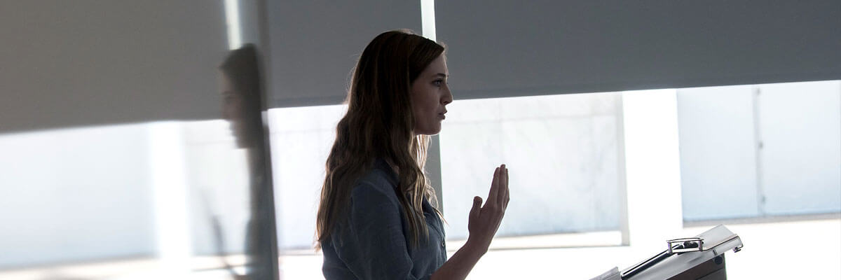Image of a member from the Forensics Team making a peresentatio,