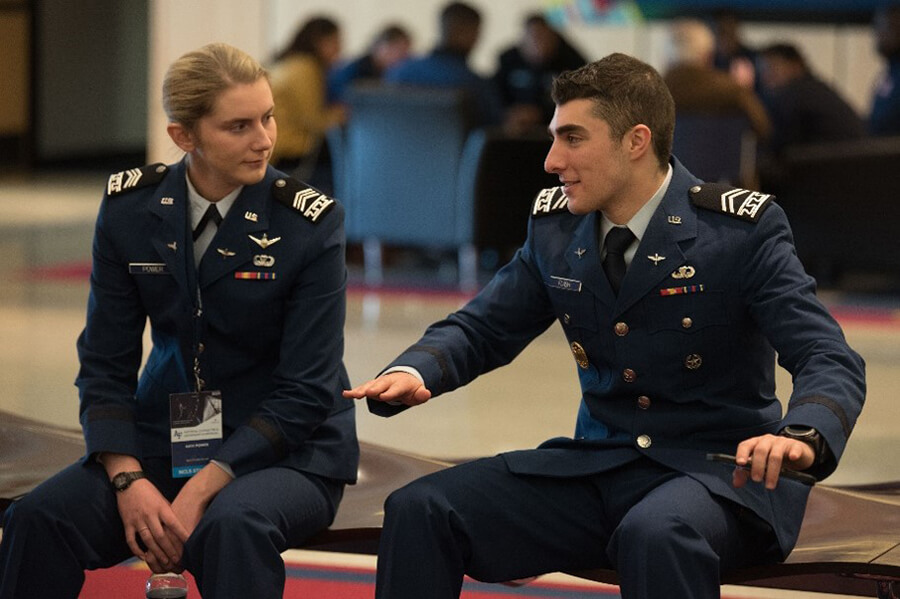 Cadets have an in-depth discussion following a thought-provoking session.