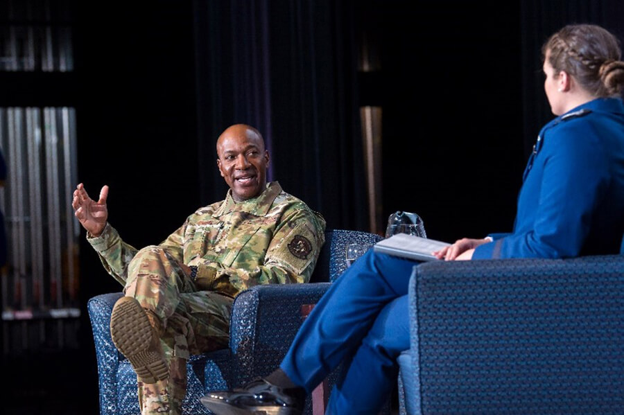 CMSAF Wright imparted lessons on life and leadership to cadets, permanent party staff, and our community members.
