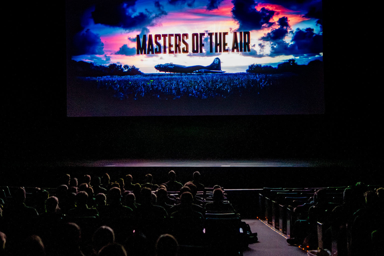 Cadets at the U.S. Air Force Academy attend a pre-screening of the first episode of the Apple TV+ mini-series, Masters of the Air