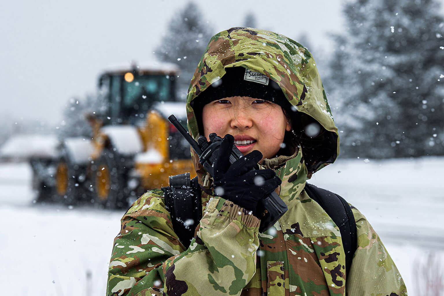 A U.S. Air Force Academy senior cadet stands on patrol at Jacks Valley during the Firstie Flag exercise.