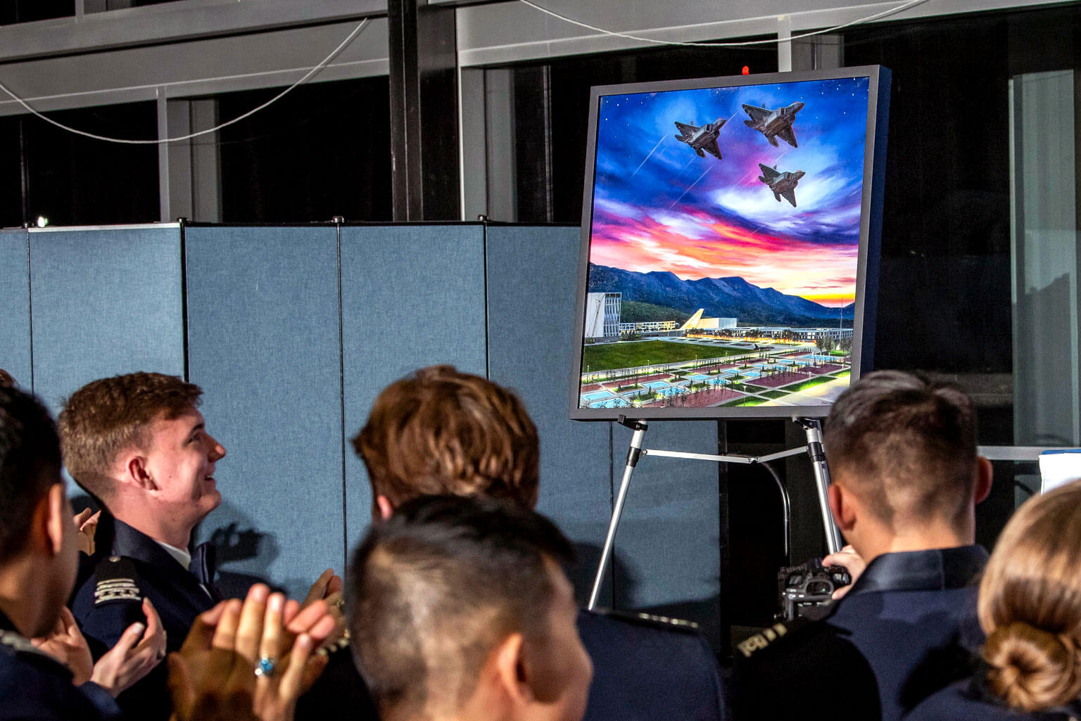 The U.S. Air Force Academy Class of 2024 official painting was unveiled during the 100s Night Dining-in Feb. 15, 2024 at Mitchell Hall.