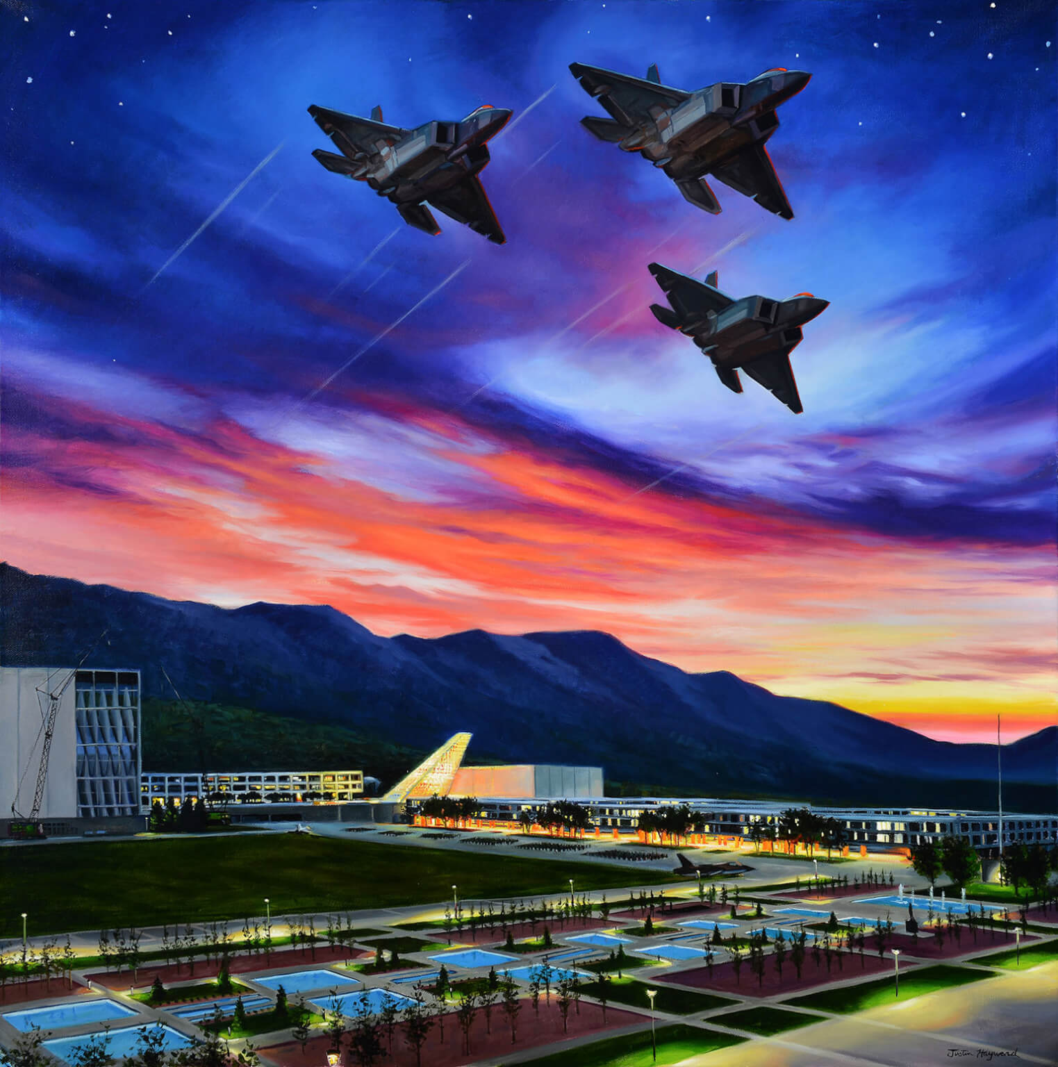 Pictured is artist Justin Hayward’s U.S. Air Force Academy Class of 2024 official painting that was unveiled during the 100s Night Dining-in.