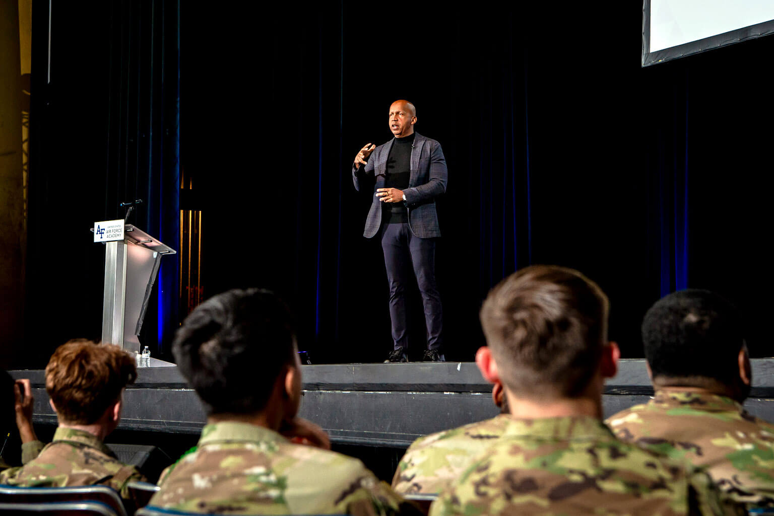 Equal Justice Initiative founder Bryan Stevenson speaks at the Colvin Keynote Lecture for the 31st annual National Character and Leadership Symposium.