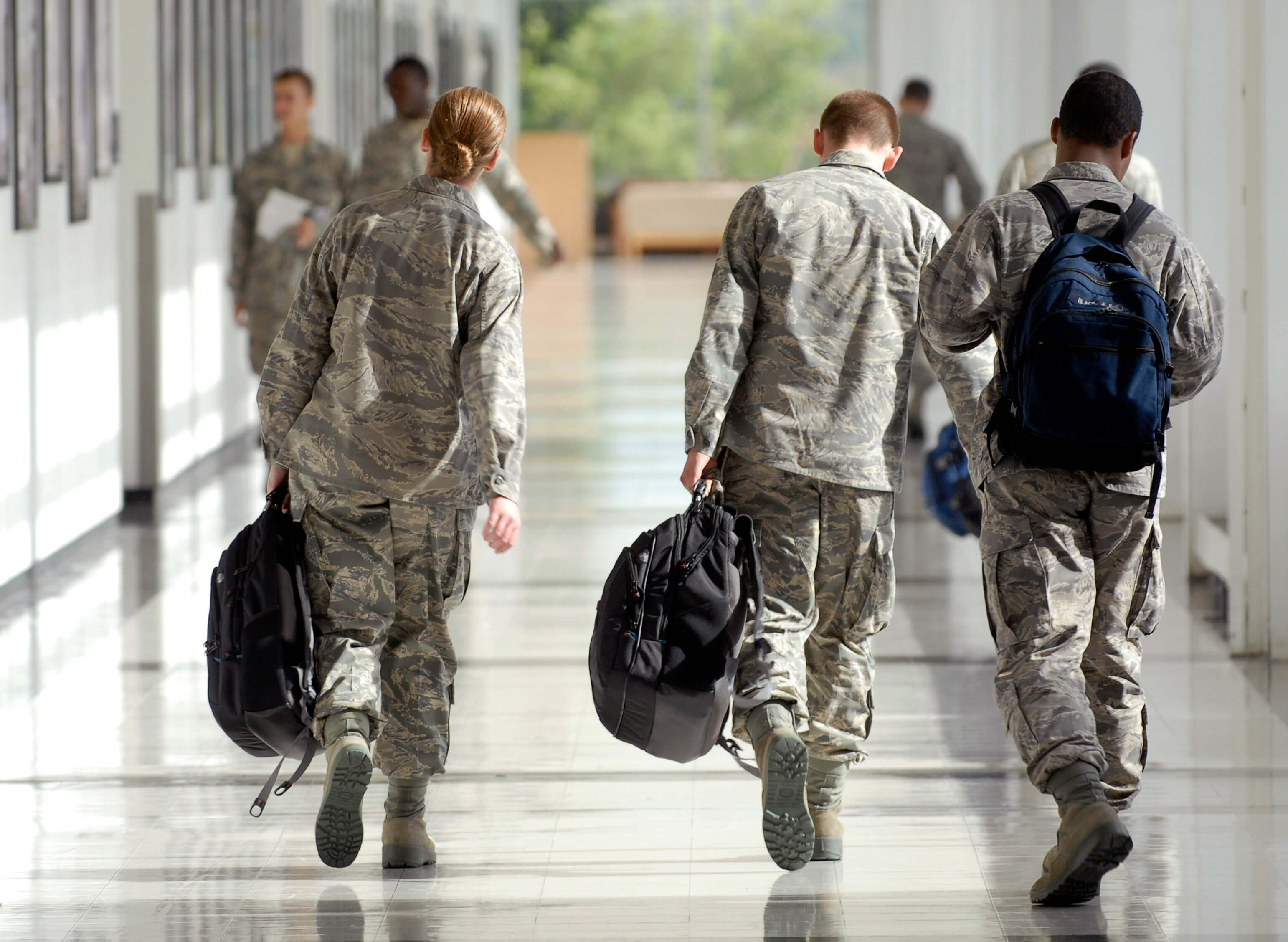 Cadets walking in hallway
