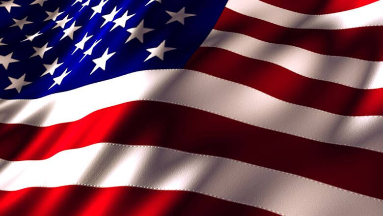 Close up image of the United States flag