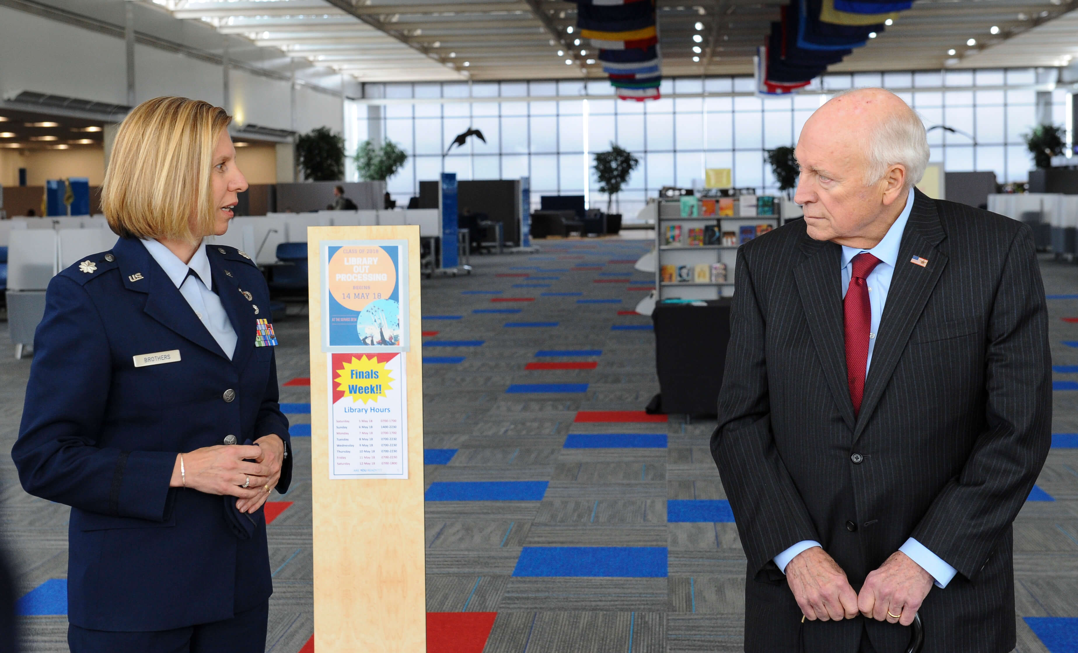 Photo of Former Vice President Dick Cheney and Lt. Col. Cynthia Brothers, CyberWorx director