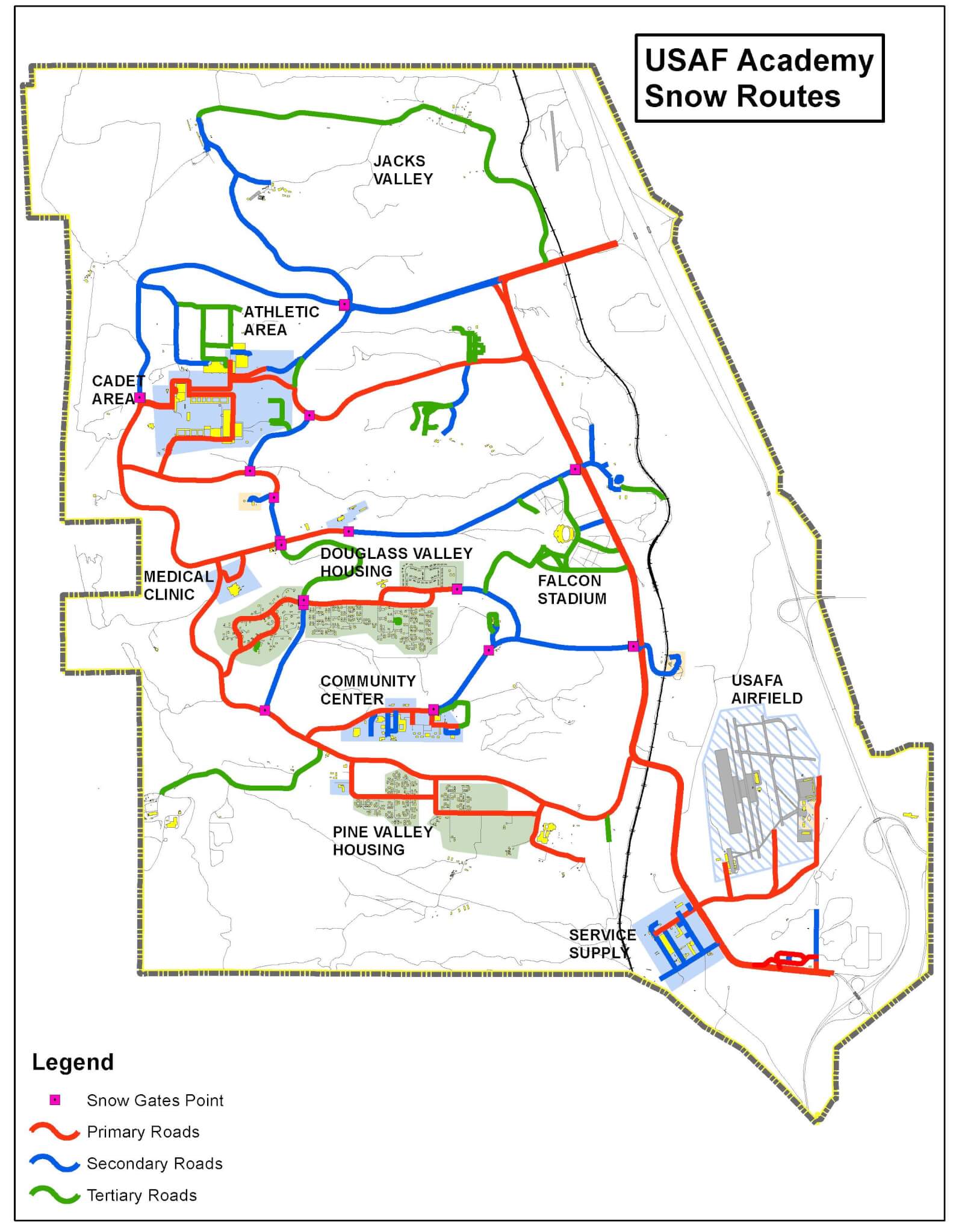 Map of Academy snow routes