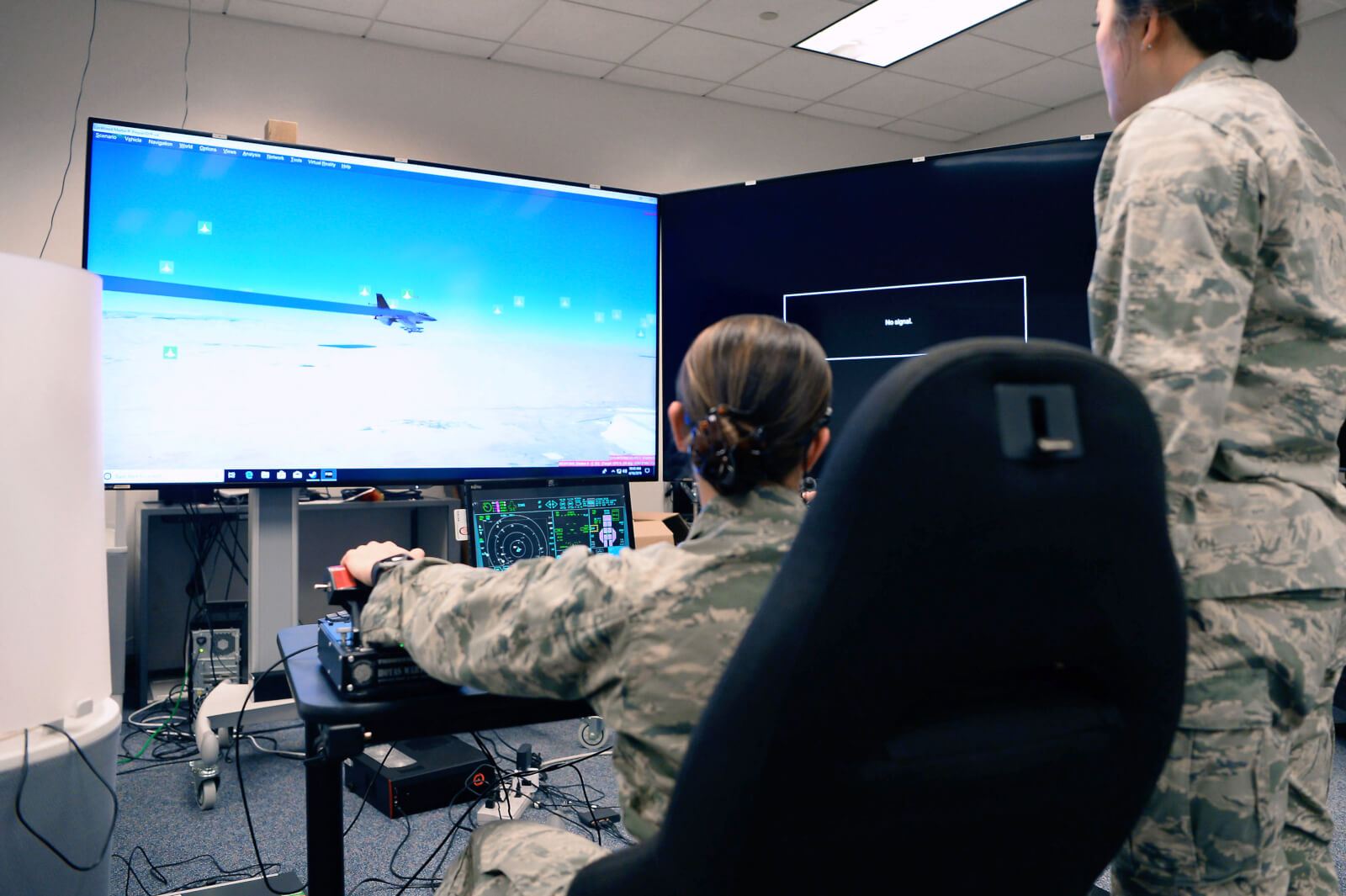 cadet in simulator in classroom