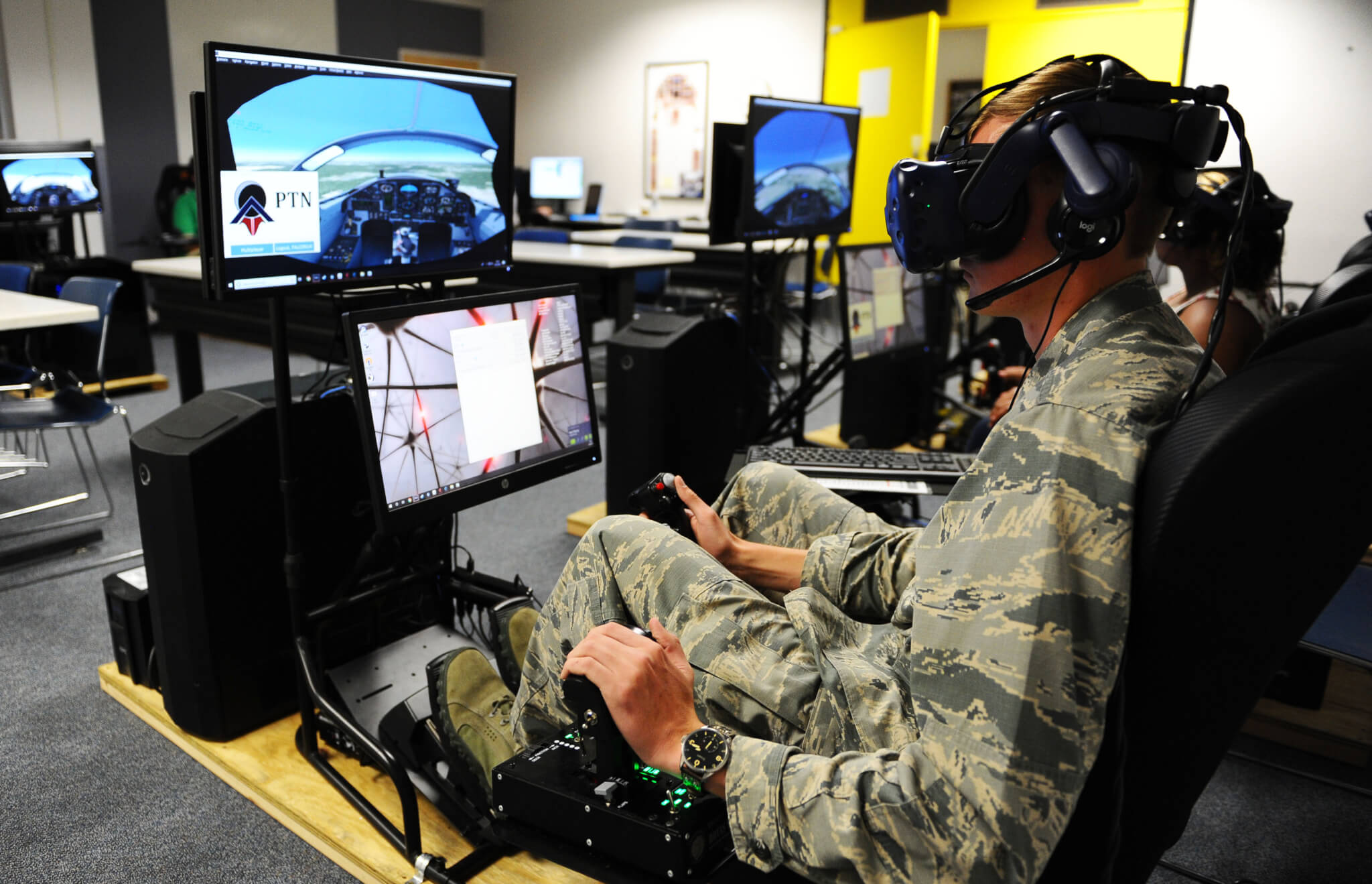 Cadet wearing VR headset as part of Airmanship Next