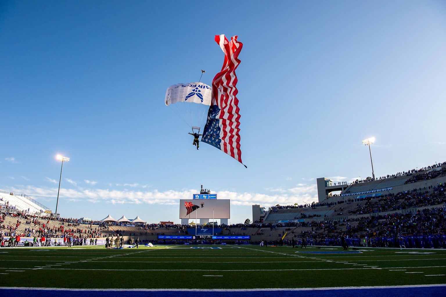 Wings of Blue parachutes into stadium