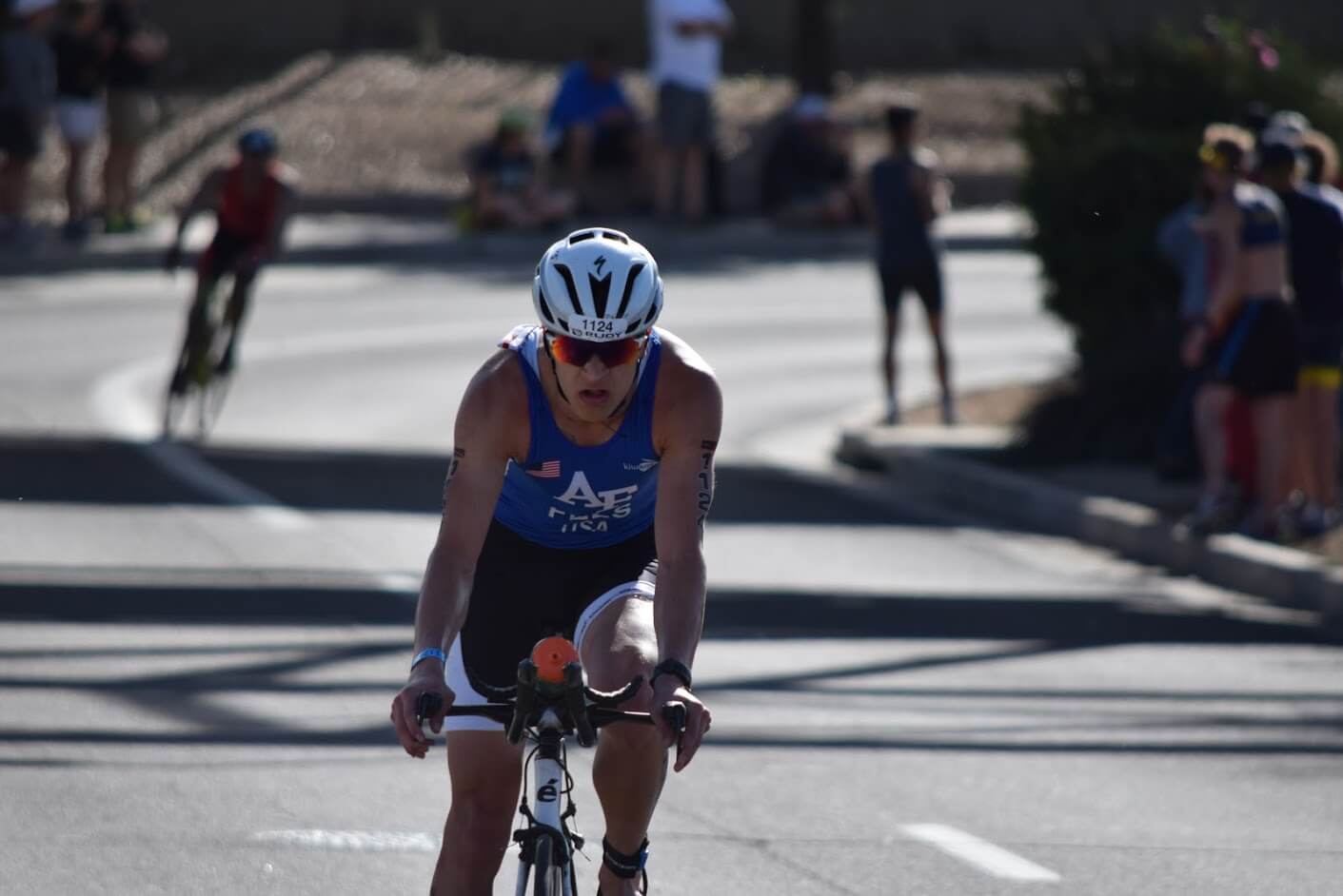 Cadet Gabriel Fels training on bicycle for athletic competition