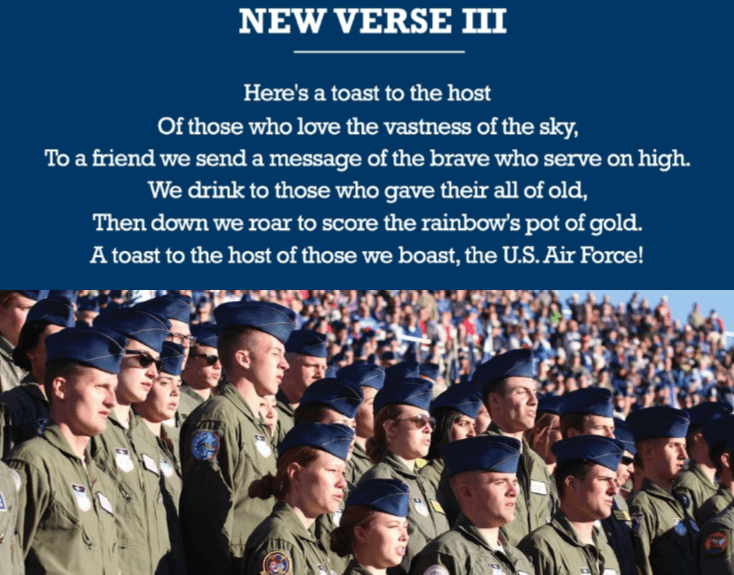 Updating Alma Mater, Air Force Song