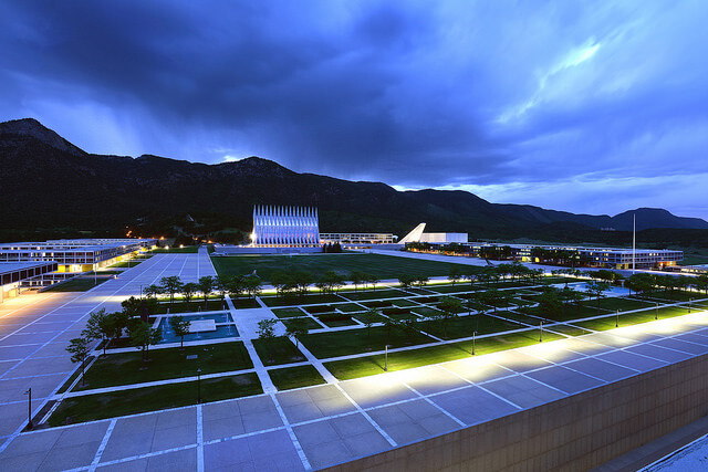 US Air Force Academy view at night