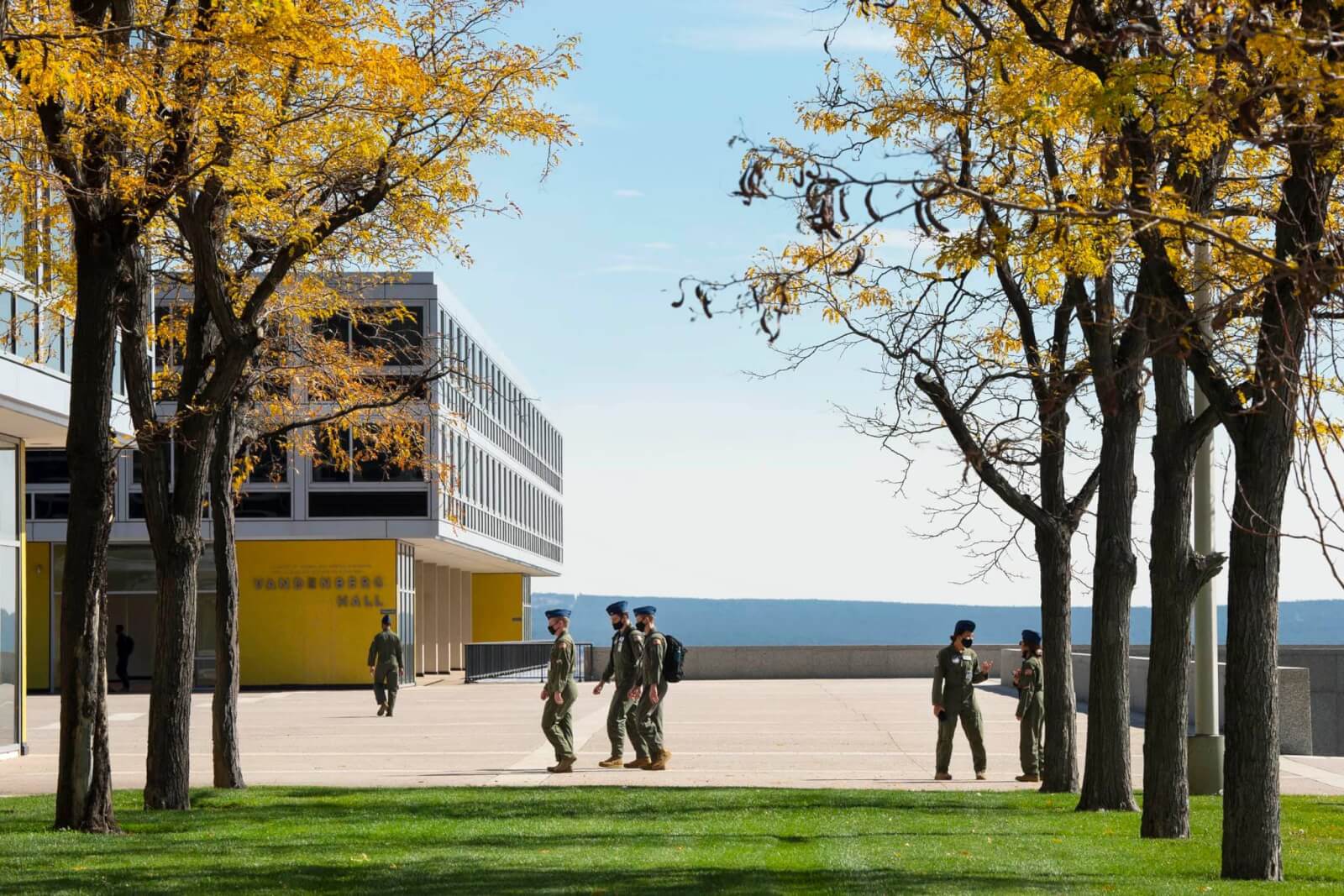 cadets walking on campus