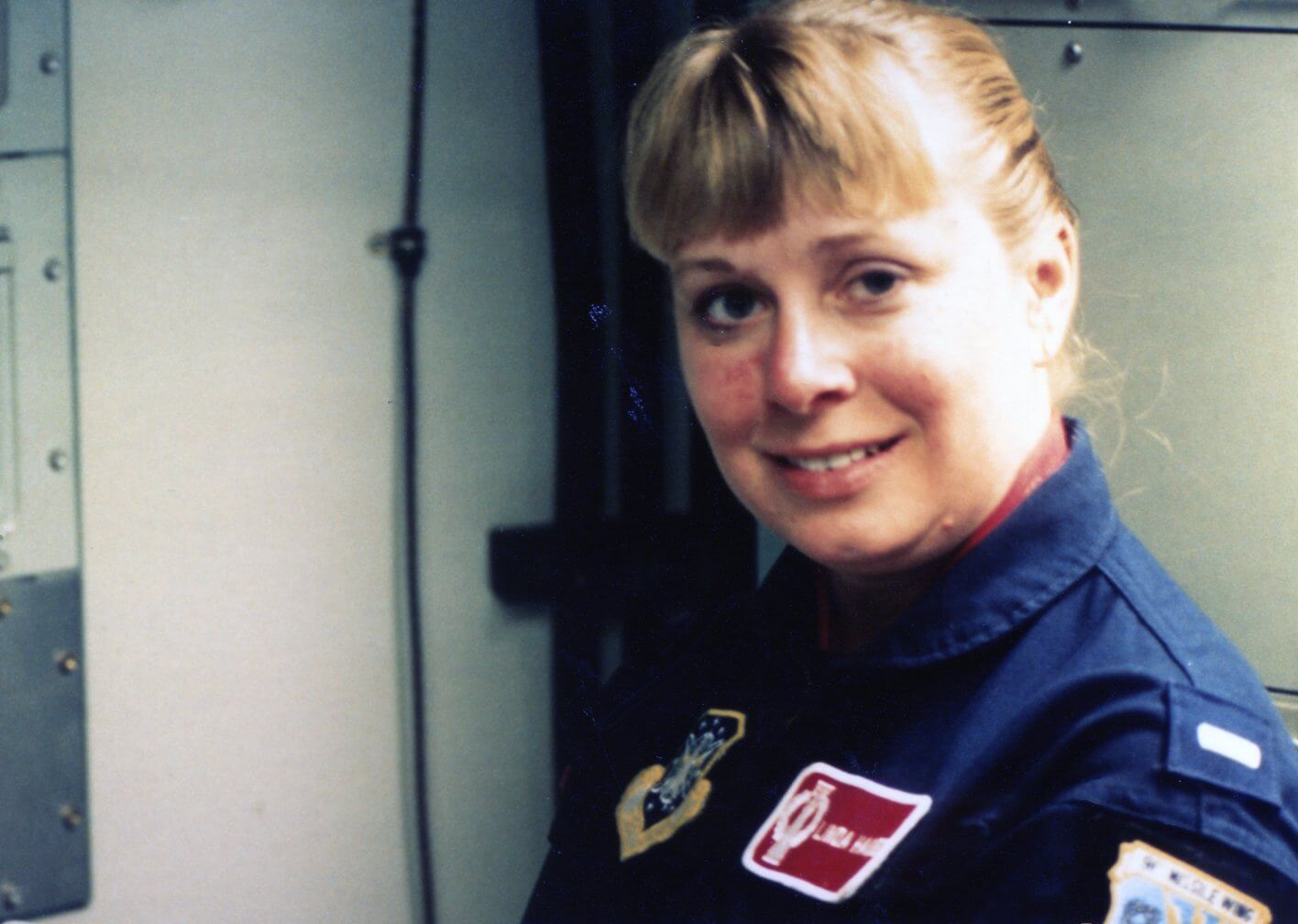 Then-1st Lt. Linda Tonnies, 740th Missile Squadron operator at Minot Air Force Base, North Dakota, poses for a photo