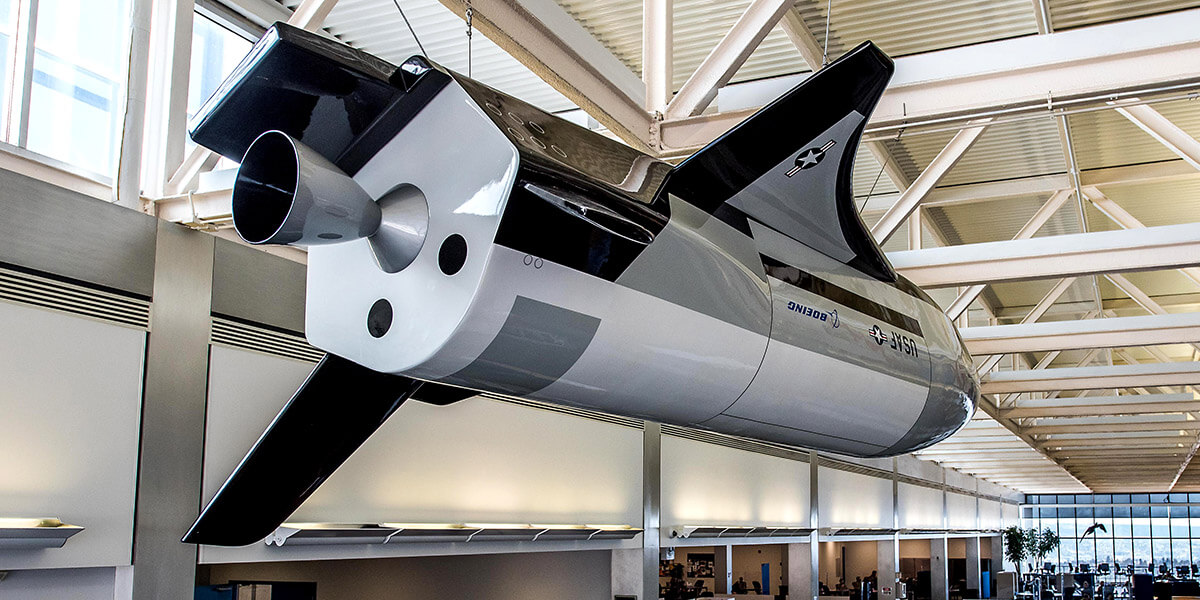 X-37B suspended from ceiling