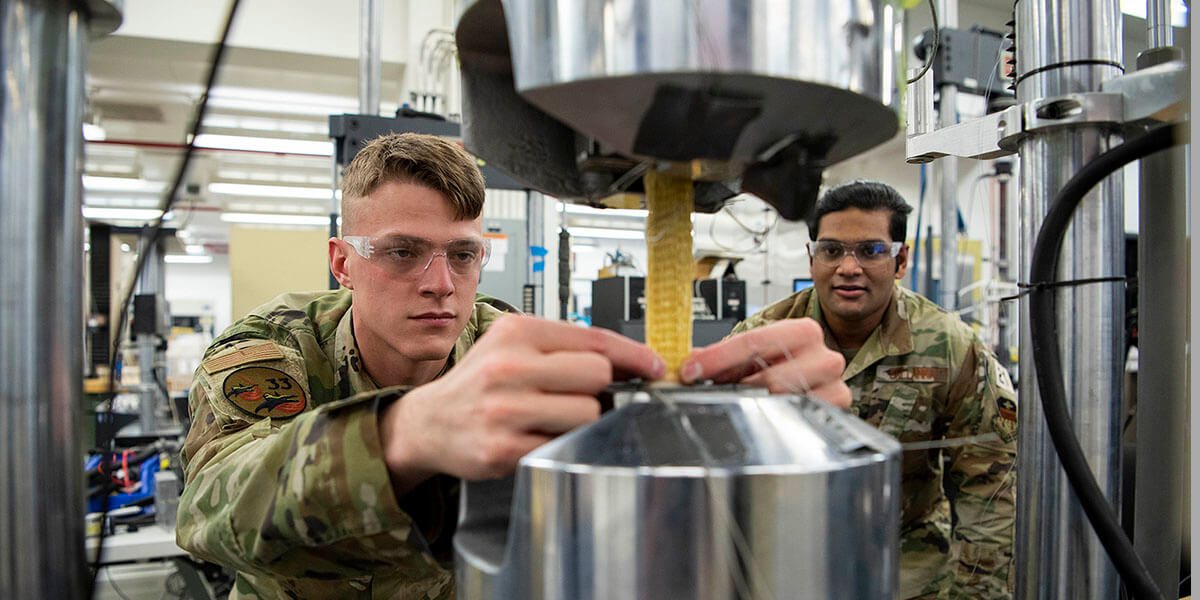 Cadets doing experiment.