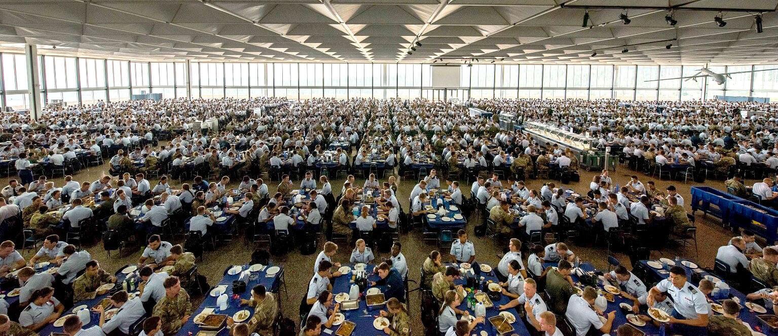 Interior of Mitchell Hall dining hall.