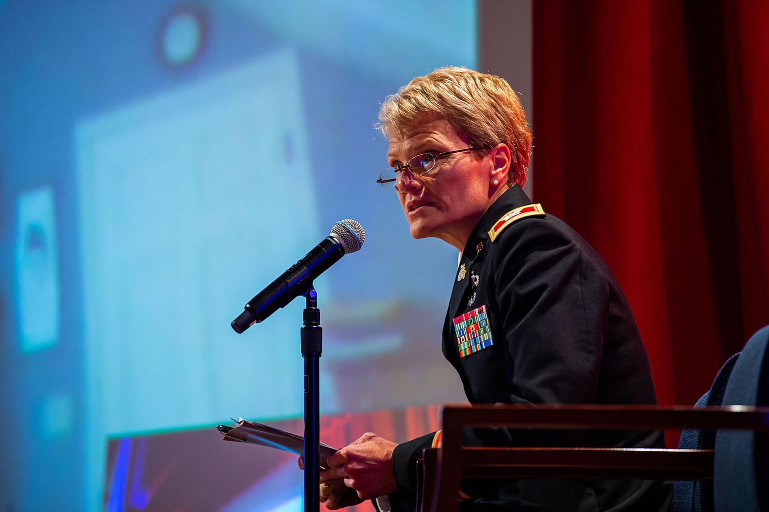 COL Suzanne Nielsen speaks at panel discussion