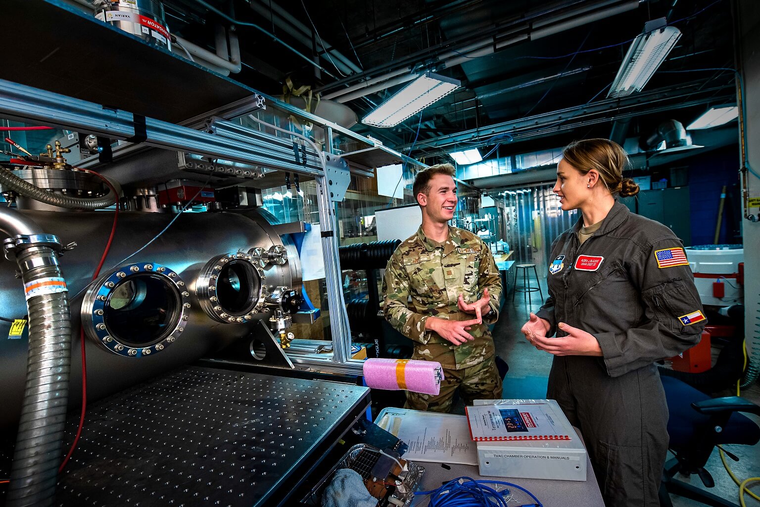 Cadets in astronautic engineering lab