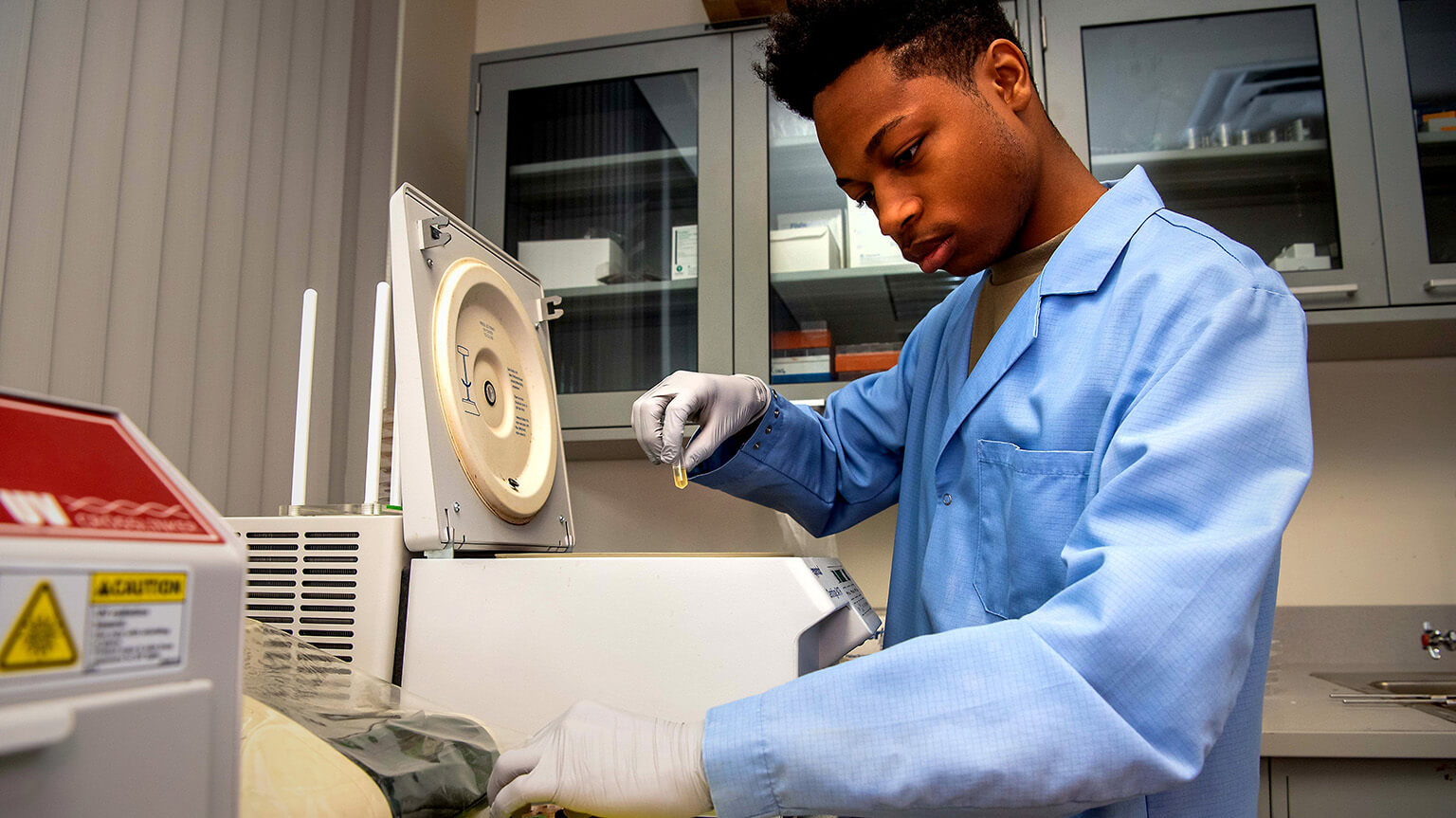 Cadet working in biology lab