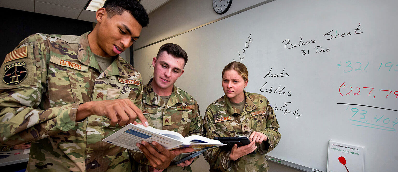 Cadets in management classroom