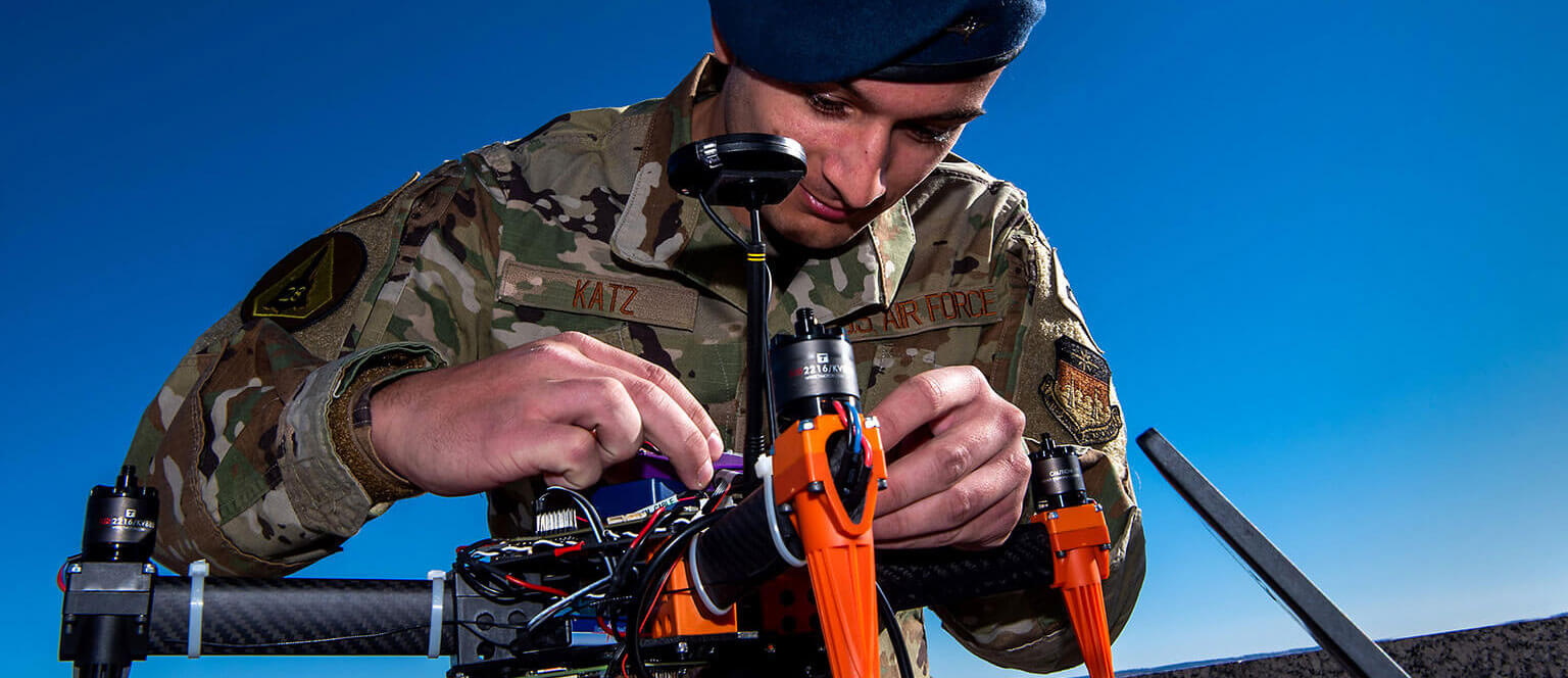 Cadet working on drone