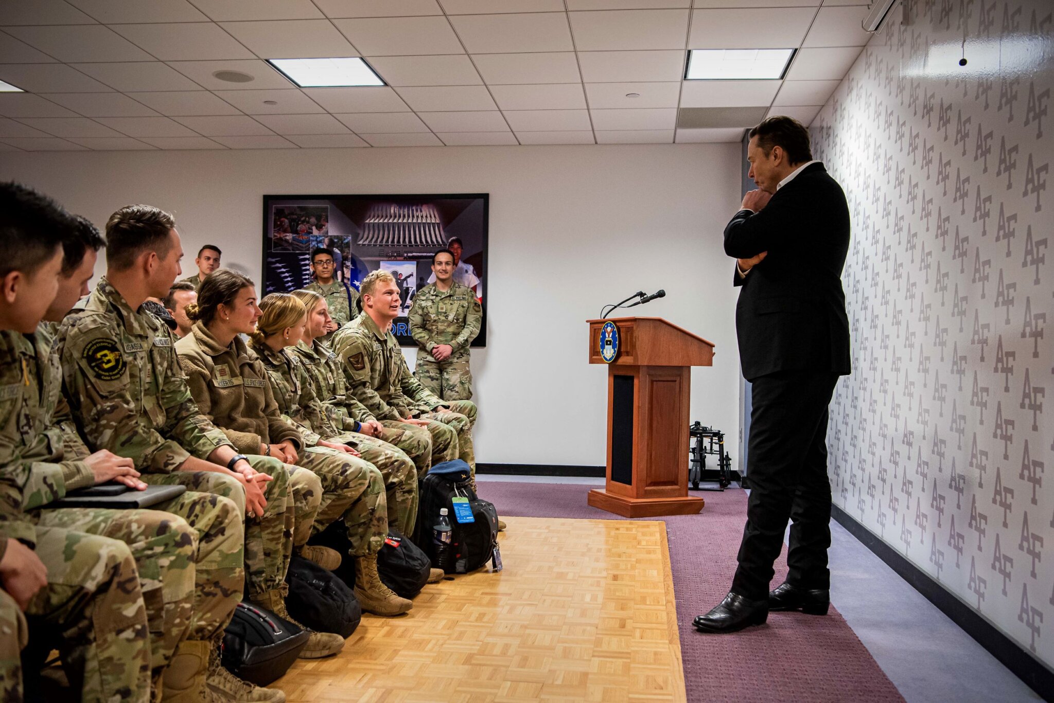 Elon Musk urges cadet researchers at U.S. Air Force Academy to keep