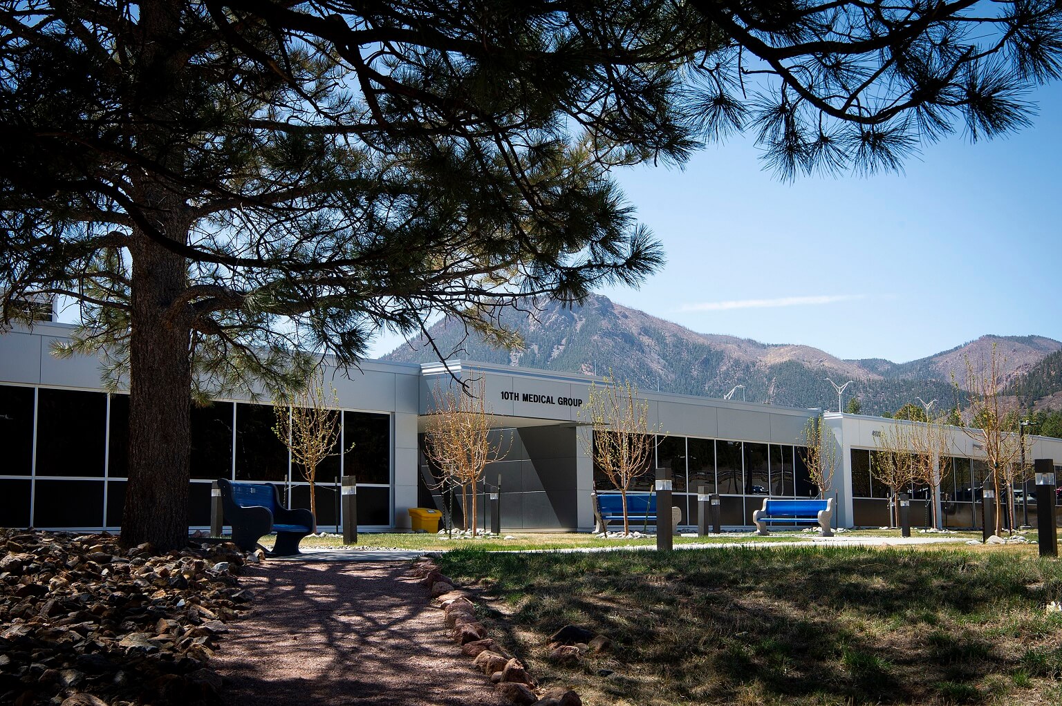 Exterior of 10th Medical Group building