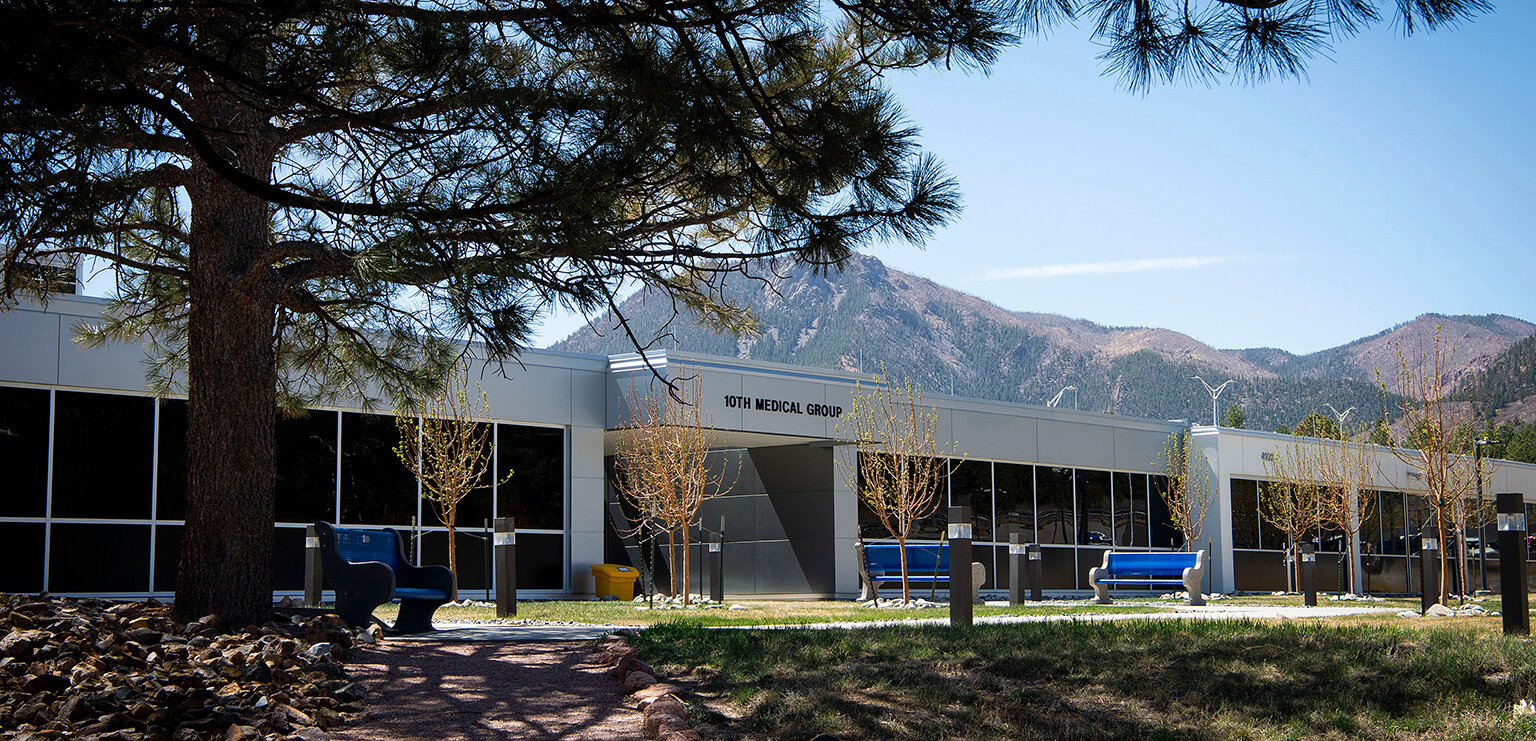 Exterior of 10th Medical Group building