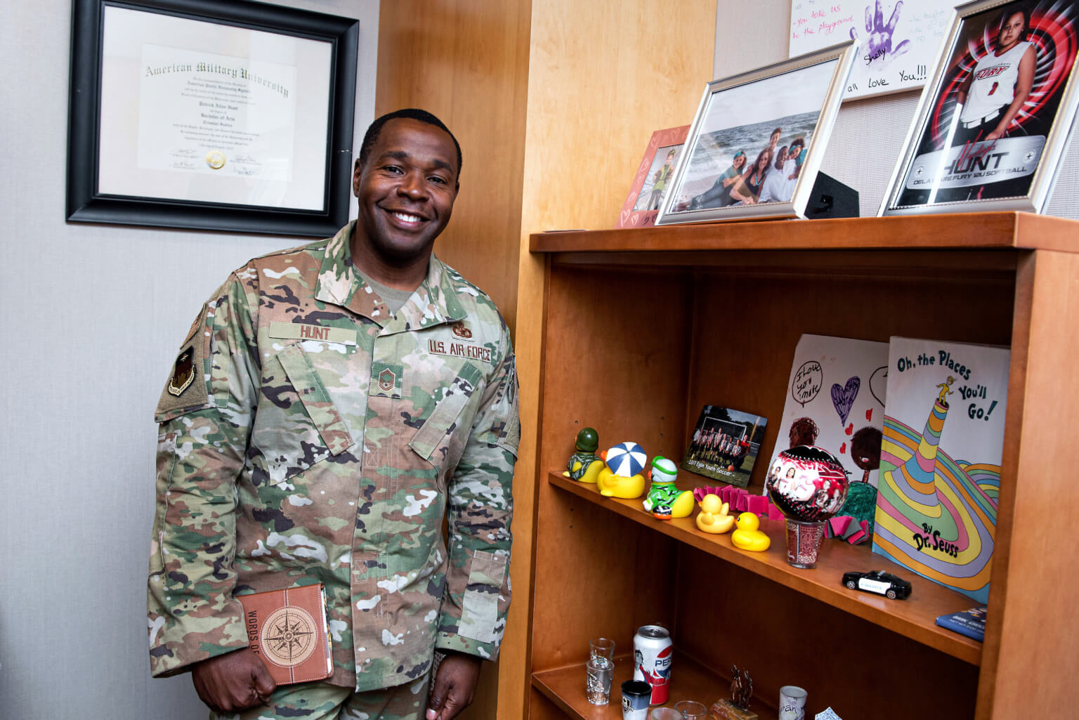 Senior Master Sgt. Patrick Hunt in his office. 