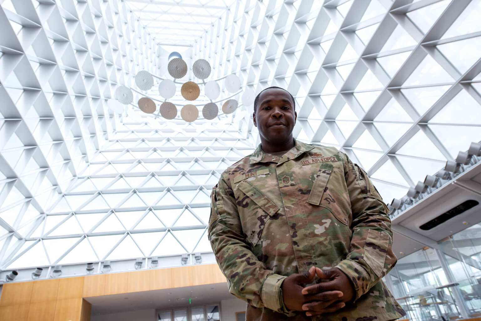 Senior Master Sgt. Patrick Hunt inside Polaris Hall