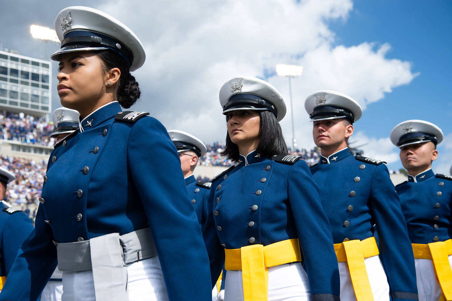 Cadets marching at graduation