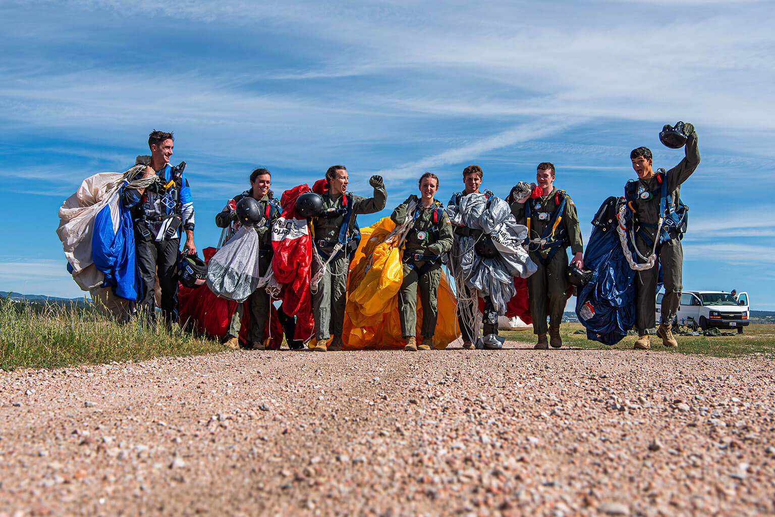 Cadets return from an Aug. 15, 2023, jump from a UV-18B Twin Otter