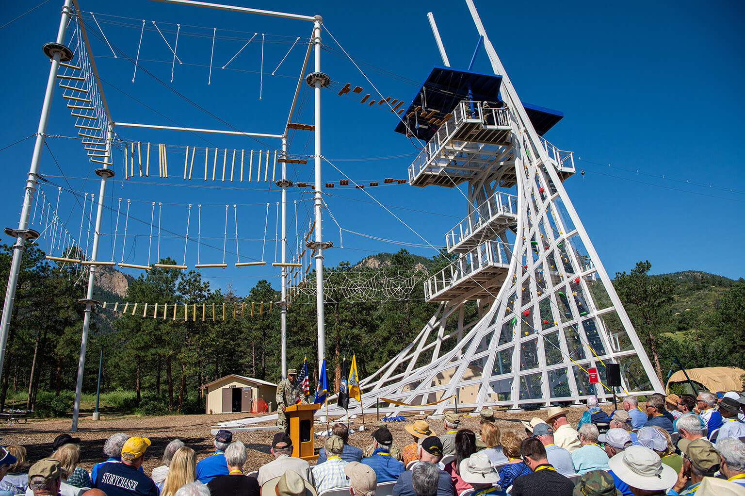 Outdoor Leadership Complex with crowd