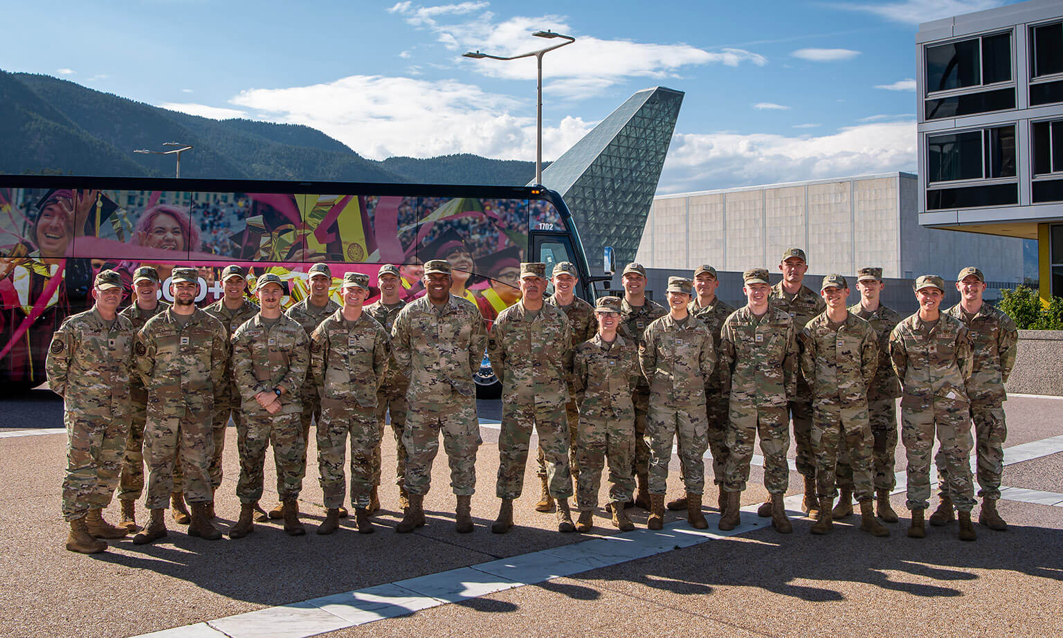 U.S. Air Force Academy Superintendent Lt. Gen. Richard Clark poses for a photo with 24 Arizona U.S. Air Force ROTC cadets