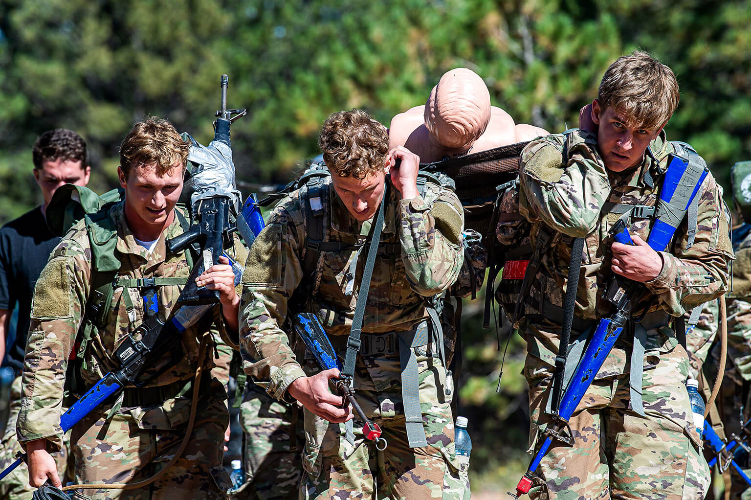 U.S. Air Force Academy Special Warfare Club cadets participate in a long-distance team event 