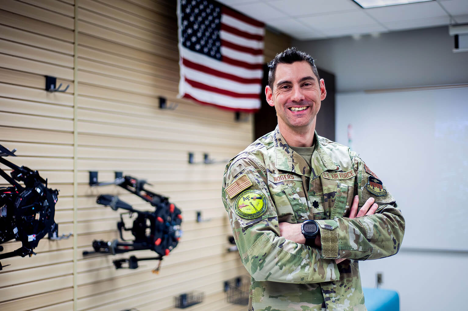 Lt. Col. Neil Rogers stands in the U.S. Air Force Academy Department of Electrical and Computer Engineering