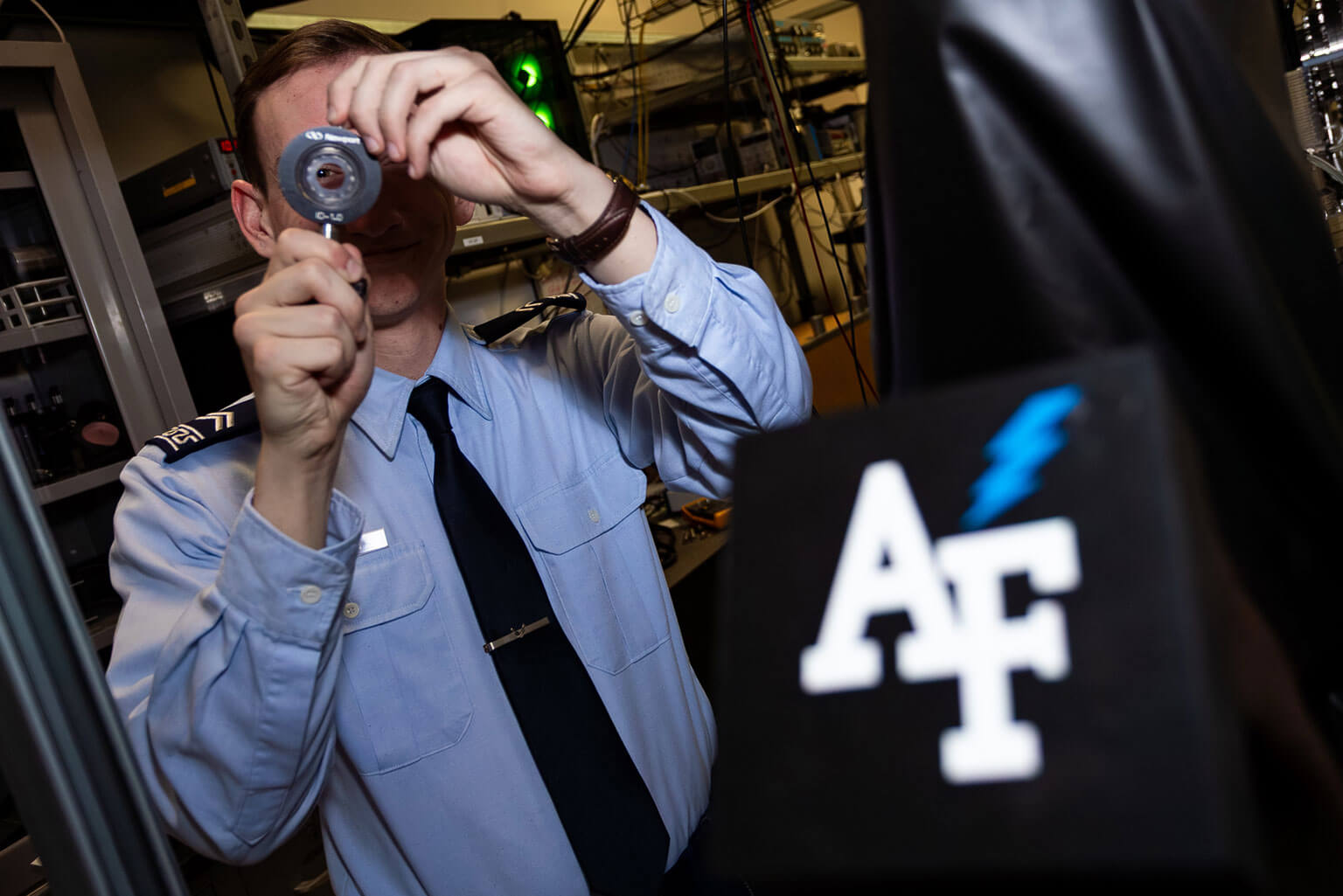 Cadet 1st Class Emma Williams, a Physics major, aligns an optical train at the Laser and Optics Research Center, U.S. Air Force Academy, Colo., Jan. 13, 2026. The Quantum Technologies minor integrates physics, computer science and engineering to prepare cadets for future operational and technical leadership roles. (U.S. Air Force photo by Ray Bahner)