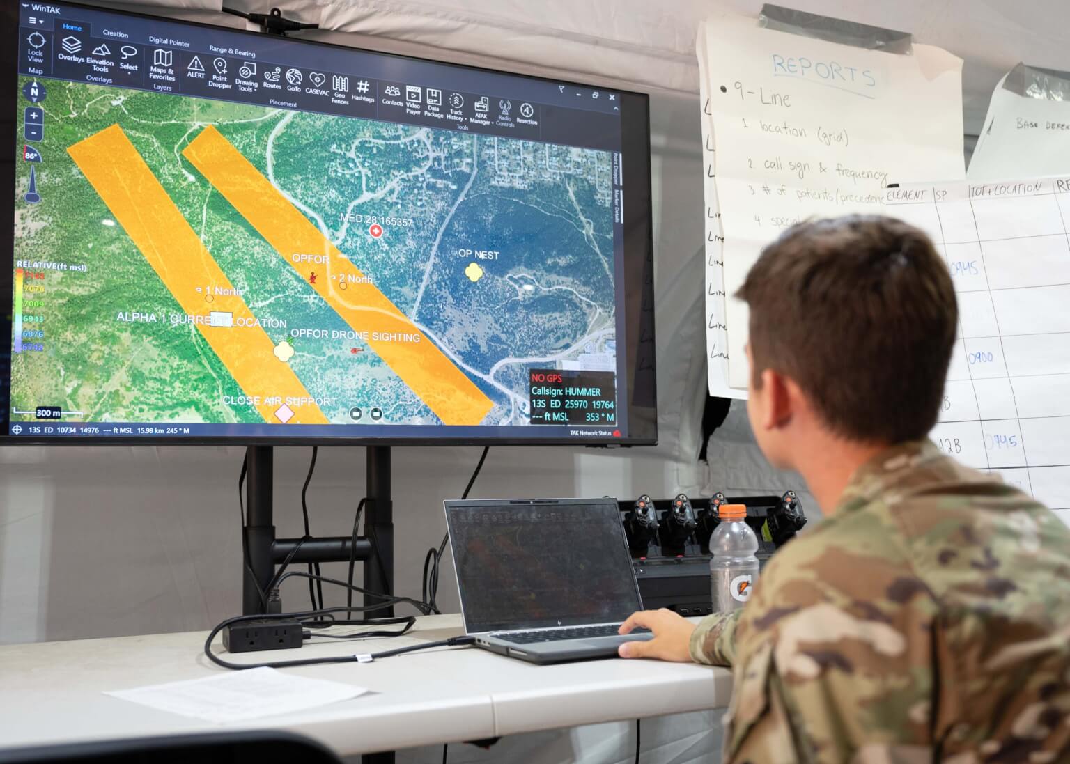 Cadet 2nd Class Noah Marino, Cadet Warfighter Instructor’s Course (CWIC) participant, oversees a common operating picture within a Tactical Operations Center (TOC) during a CWIC Field Training Exercise at the U.S. Air Force Academy, Colo., July 28, 2026. CWIC students learned how to work within a TOC to apply operational-level command-and-control principles to a practical training scenario. The multi-week course prepares cadets to lead, teach expeditionary skills and build warfighter readiness within the Cadet Wing. (U.S. Air Force photo by Tech. Sgt. Zach Vaughn)