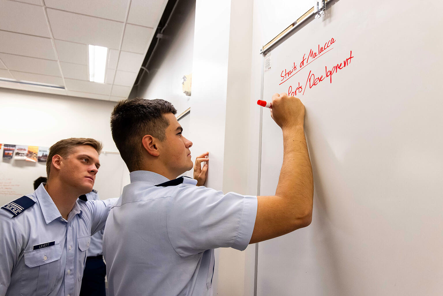 Cadet 1st Class Hunter Levett participates in a Future Conflict Minor class at the U.S. Air Force Academy, Colo., Sept. 14, 2026. The course challenges cadets to examine emerging technologies and consider how different nations employ them in conflict. (U.S. Air Force photo by Trevor Cokley)