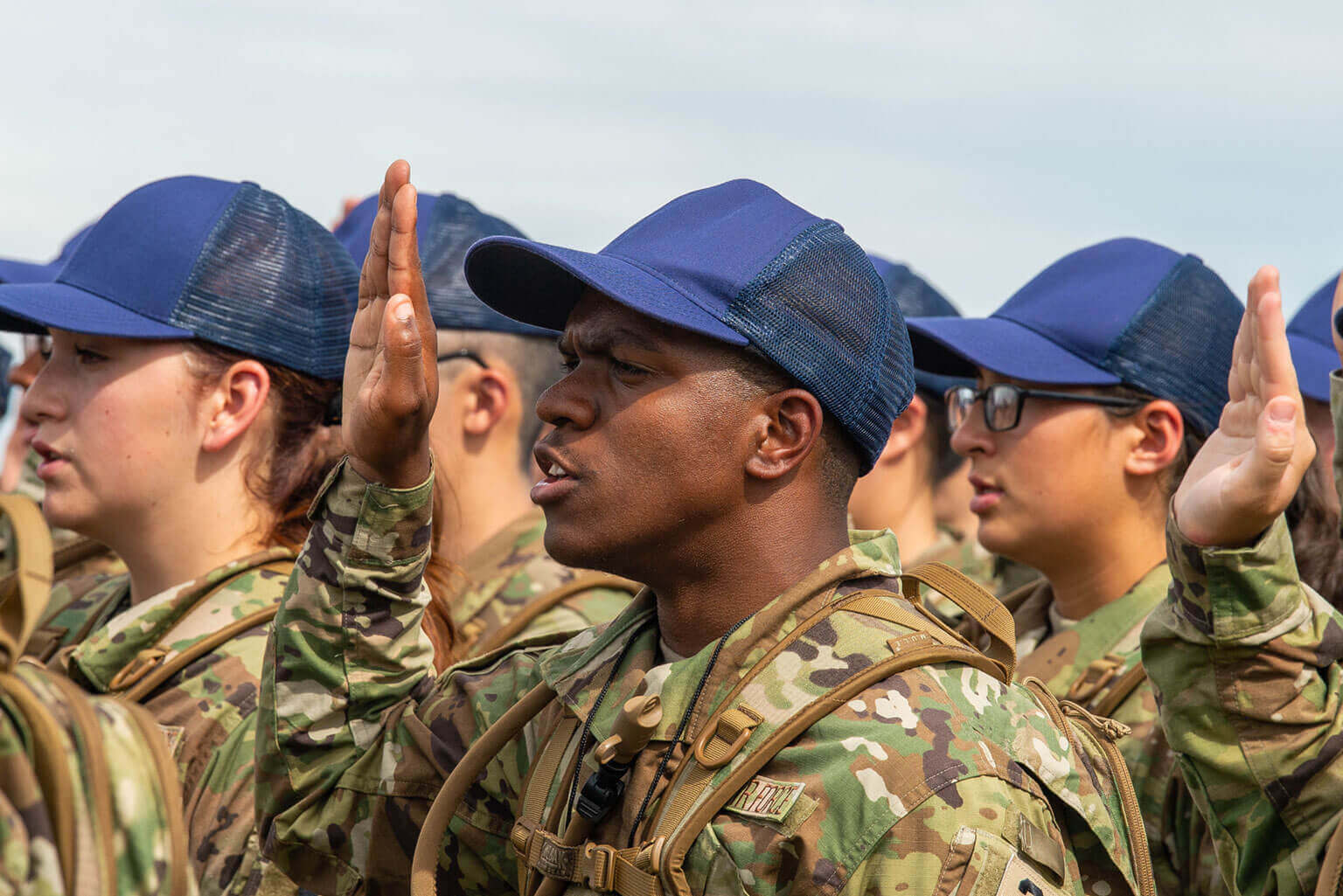 Basic Cadets during their Swearing-In Ceremony the day after In-processing Day and is conducted by the commandant of cadets. Basic Cadets during their Swearing-In Ceremony the day after In-processing Day and is conducted by the commandant of cadets.