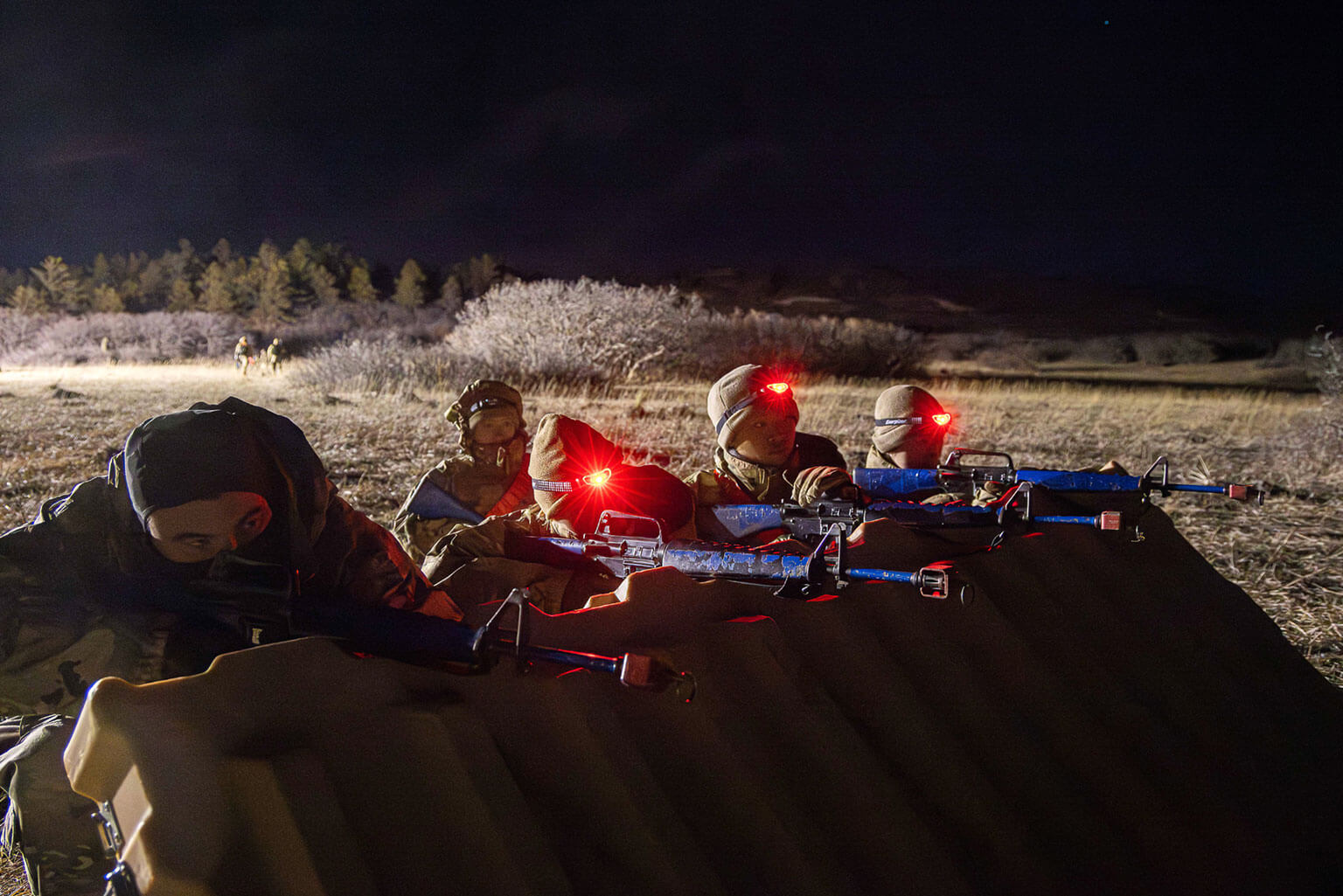 Cadets participate in the Spring Culminating Exercise (CULEX) at the U.S. Air Force Academy, Colo., March 6, 2025. Warfighter training is a core component of the Cadet Military Education Training Plan, reinforcing cadets’ ability to operate in realistic training environments. (U.S. Air Force photo by Trevor Cokley)