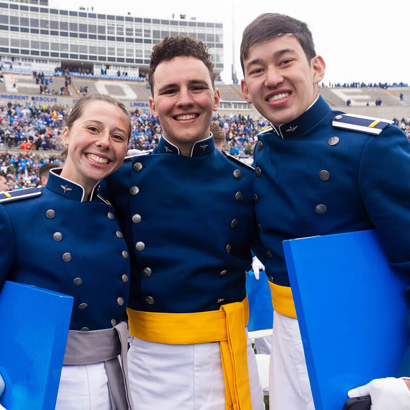 Cadets after graduation with their diplomas.
