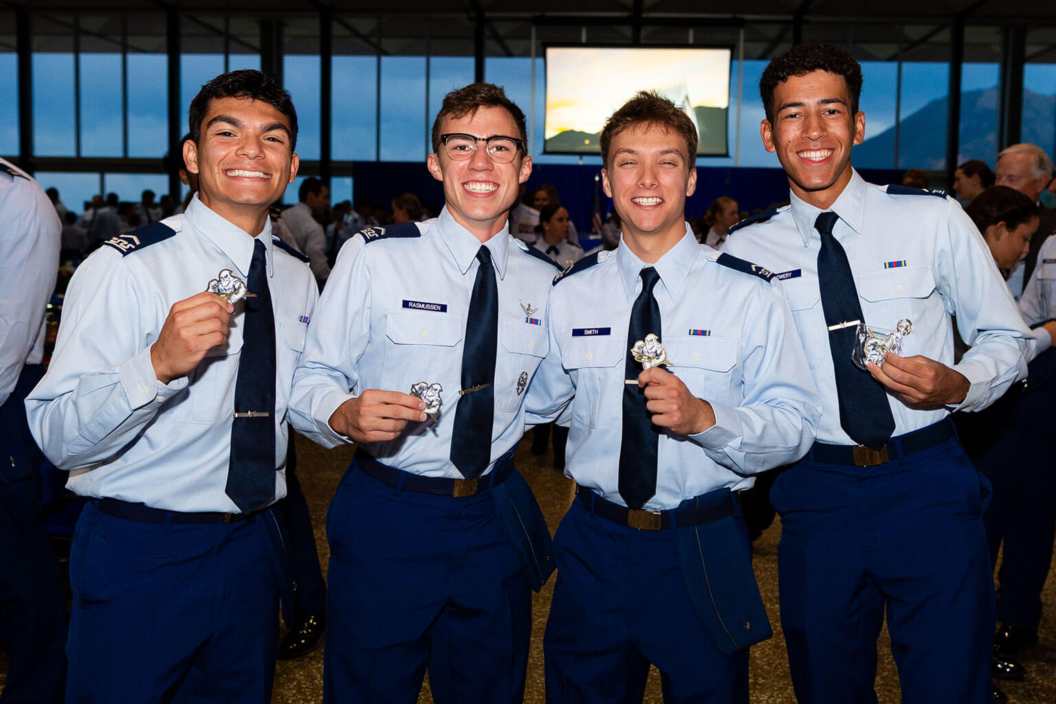 U.S. Air Force Academy cadets attend the Exemplar Dining-In at Mitchell Hall, Sept. 4, 2025. The Class of 2028 honored Sgt John Levitow, who earned the Medal of Honor as an Airman First Class during the Vietnam War, as their class exemplar. (U.S. Air Force photo by Ray Bahner)