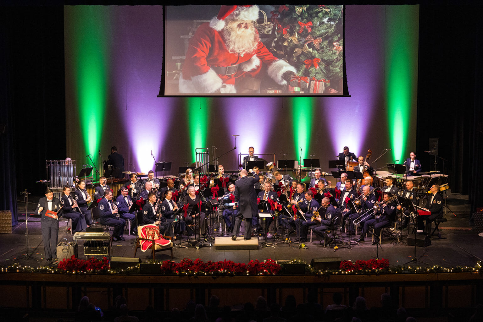 The U.S. Air Force Academy band performs their free annual Holly and Ivy concert at Cherokee Trail High School, Aurora, CO.