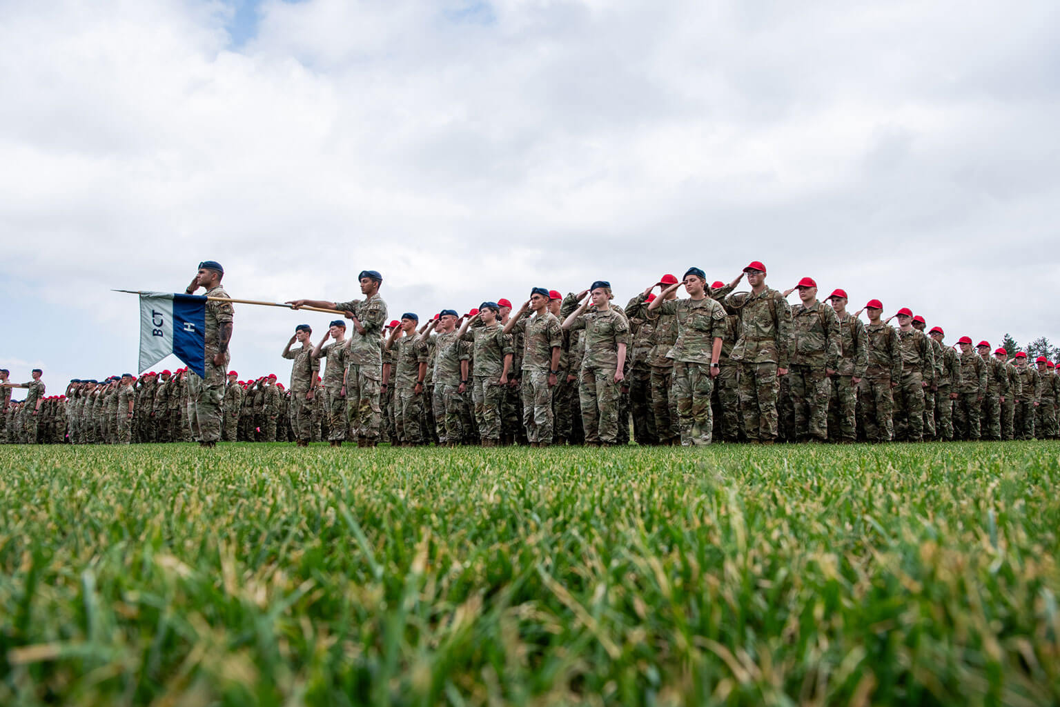 Class of 2030 basic cadets salute during their swearing-in ceremony at the U.S. Air Force Academy, Colo., June 25, 2026. Class of 2030 in-processing stats show the class includes basic cadets from every state, the U.S. territories of Guam and Puerto Rico, and international partner nations. (U.S. Air Force photo by Trevor Cokley)