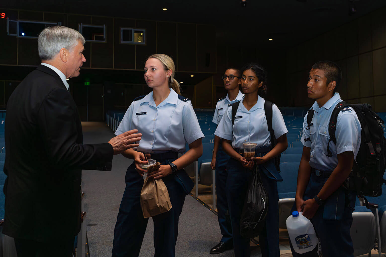 Cadets majoring in history interact with American Battle Monuments Commission Vice Chairman Daniel P. Woodward